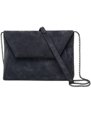 Brunello Cucinelli Sac À Bandoulière En Cuir Style Enveloppe - Bleu