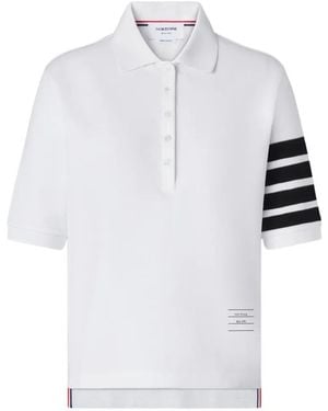 Thom Browne Pique 4-Bar Polo - White