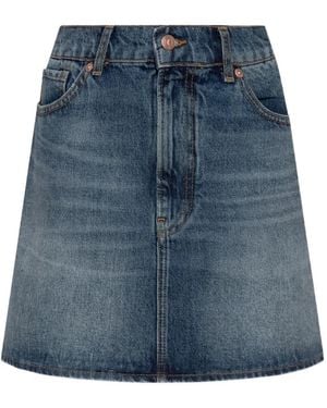 Emporio Armani Logo Mini Denim Skirt - Blue