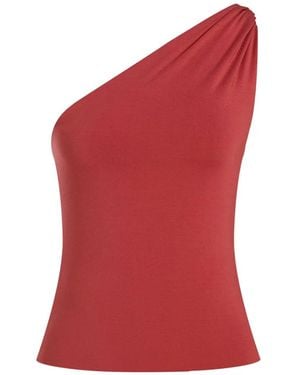 12 STOREEZ Siesta Asymmetrische Gedrapeerde Top - Rood