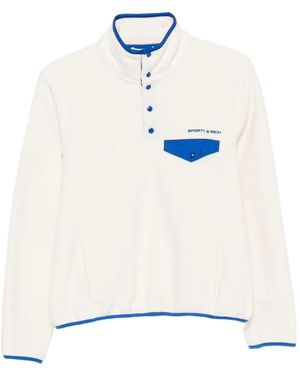Sporty & Rich Contrast-Trim Fleece Sweatshirt - White