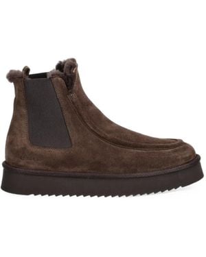 COPENHAGEN Shearling-Lined Suede Boots - Brown