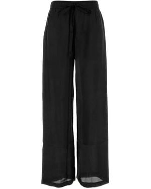 THE ROSE IBIZA Silk Palazzo Trousers - Black