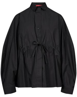 Thelatest Dalida Drawstring-Waist Oversized Shirt - Black