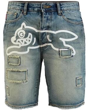 ICECREAM Jeans-Shorts Mit Grafischem Print - Blau