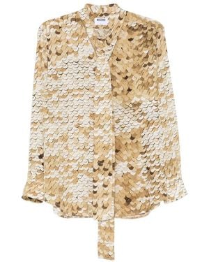 Moschino Print-Detail Pussy-Bow Shirt - Natural
