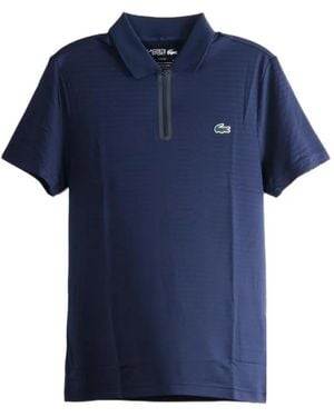 Lacoste Logo-Patch Zip-Fastening Polo Shirt - Blue
