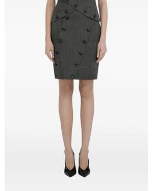 Ferragamo Jupe Droite À Détail De Bouton - Black
