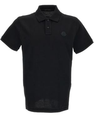 Moncler Logo-Patch Piqué Polo Shirt - Black