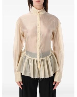 Thelatest Elaine Ruffled Sheer Shirt - Natural