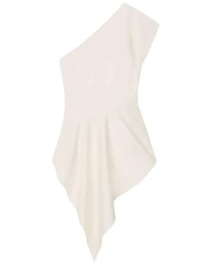 Aeron Dune One-Shoulder Drape Top - White