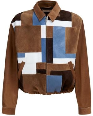 Marni Giacca Con Design Patchwork - Marrone