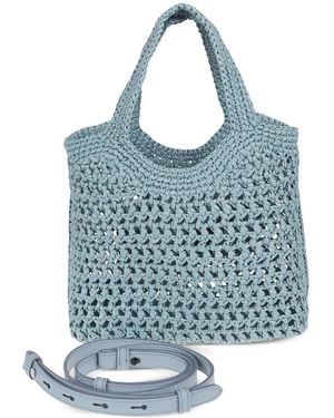Tod's Crochet-Knit Logo-Patch Tote Bag - Blue