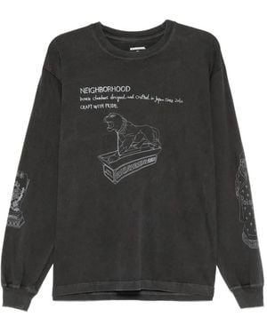 Neighborhood Graphic-Print Long-Sleeve T-Shirt - Black