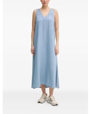 DKNY V-Neck Sleeveless Midi Dress - Blue