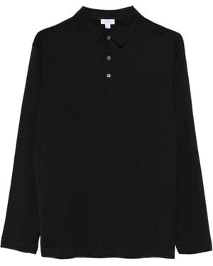 Sunspel Polo De Manga Larga - Negro
