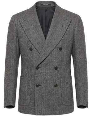 Tagliatore Herringbone Double-Breasted Blazer - Grey