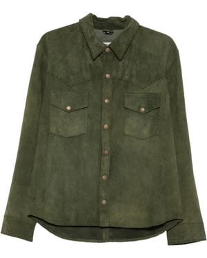 Antik Denim Whipstitch-Trim Button-Up Shirt - Green