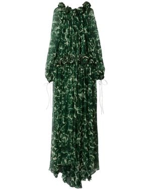Burberry Rose Silk Maxi Dress - Green