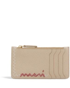 Marni Portemonnee Met Geborduurd Logo - Naturel
