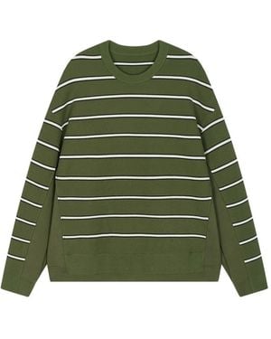 CROQUIS Striped Crewneck Sweater - Green
