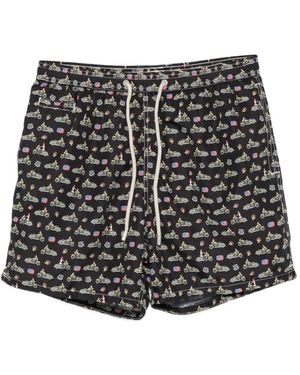 MC2 Saint Barth Lighting Micro Swim Shorts With All-Over Print - Black
