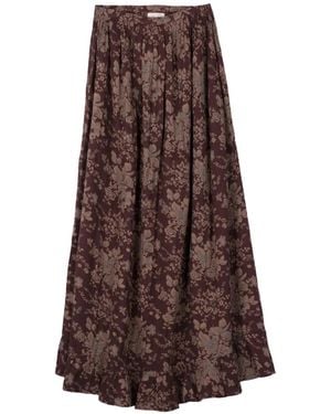 Antik Batik Cinzo Floral-Print Ruffled Maxi Skirt - Brown