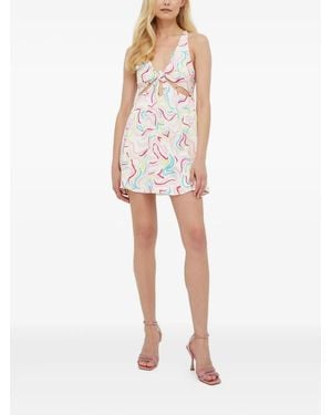 For Love & Lemons Mini-Jurk Met Geknoopte Voorkant En Abstracte Print - Wit