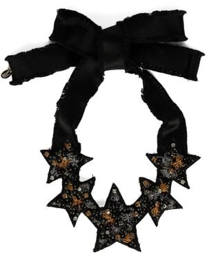 Red(V) Star-Motif Beaded Necklace - Zwart