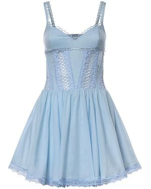 Charo Ruiz Gardenia Lace-Trim Pleated Mini Dress - Blue