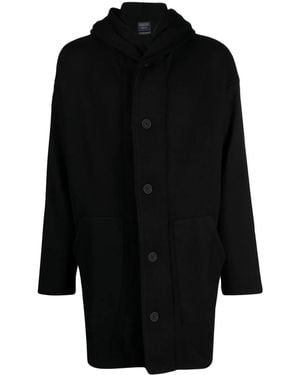 Yohji Yamamoto フーデッド シングルコート - ブラック