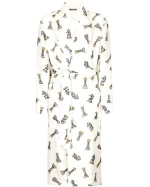 Dolce & Gabbana Graphic-Print Silk Bathrobe - White