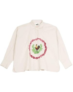 Mii Greta Embroidered Cotton Shirt - White