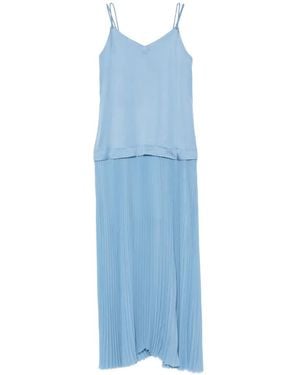 KARL LAGERFELD Pleated Spaghetti-Strap Dress - Blue