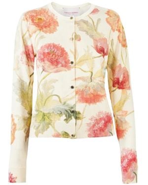 Carolina Herrera Poppy-Print Cardigan - White