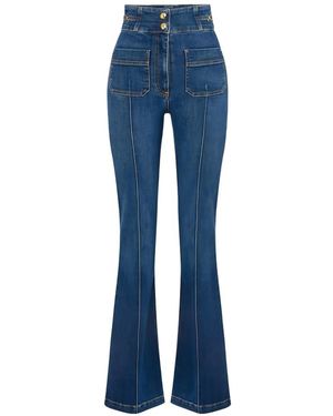 Elisabetta Franchi Logo-Detail Boot-Cut Jeans - Blue