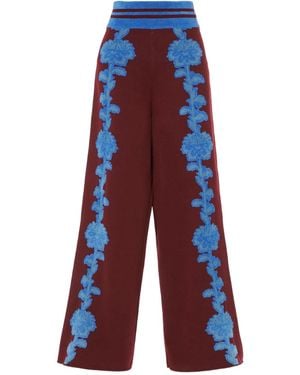 Temperley London Floral Knit Trousers - Red