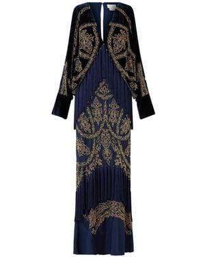 CAMILLA V-Neck Draped Maxi Dress - Blue