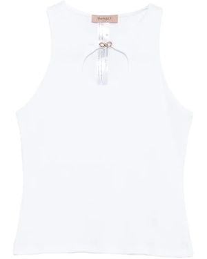 Twinset Cut-Out Embellished Top - White