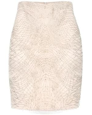 Elisabetta Franchi Crystal-Embellished Mini Skirt - Natural