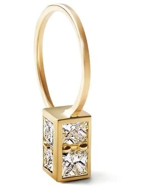 Shihara Box-Shaped Diamond Hoop Earring - Metallic