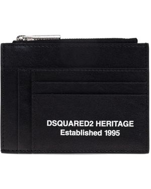 DSquared² Zip-Top Leather Cardholder - Black
