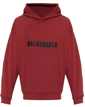 Palm Angels Logo-Print Cotton Hoodie - Red
