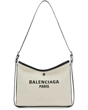 Balenciaga Bolso De Hombro Biarri Con Placa Del Logo - Blanco