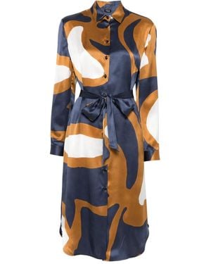 Kiton Printed Midi Dress - Blue