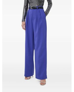 Custommade• Pleated-Front Jewel-Button Pants - Blue