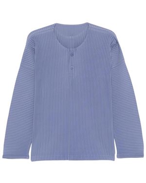 Homme Plissé Issey Miyake February Pleated Buttoned T-Shirt - Blue