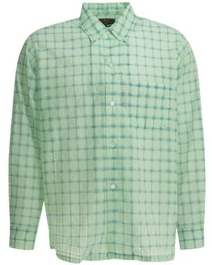 Beams Plus Chemise En Seersucker À Carreaux - Green