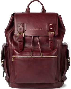 Brunello Cucinelli Rucksack Aus Leder Mit Schnalle - Lila
