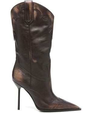 Paris Texas ポインテッドトゥ スティレットヒールブーツ - ブラウン